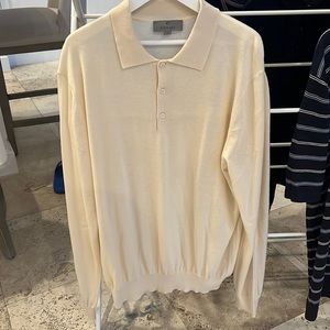 Canali cream long sleeve polo